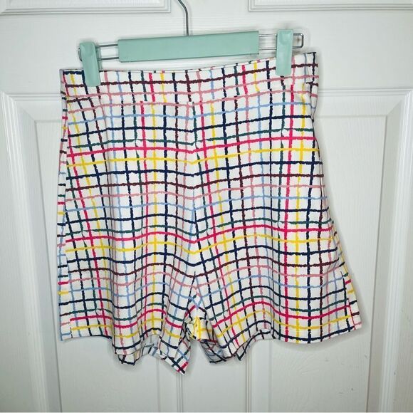 Modcloth High Waist Party Streamers Shorts Blue Pink Rainbow Plaid 6 Small NWT - Picture 6 of 13